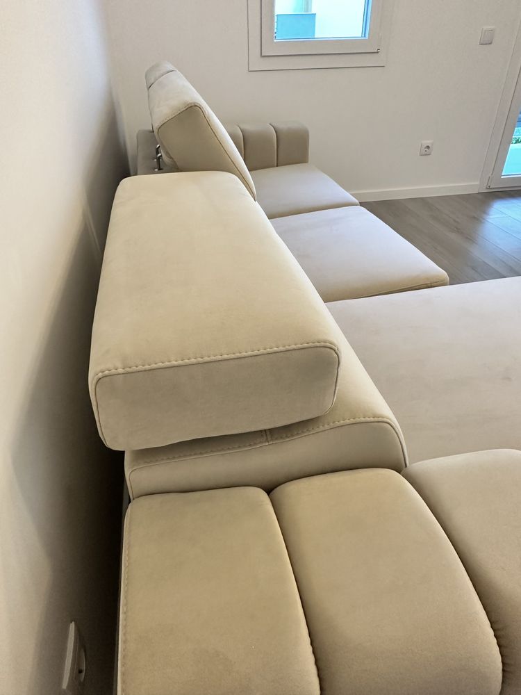 Sofá chaise longue creme/bege