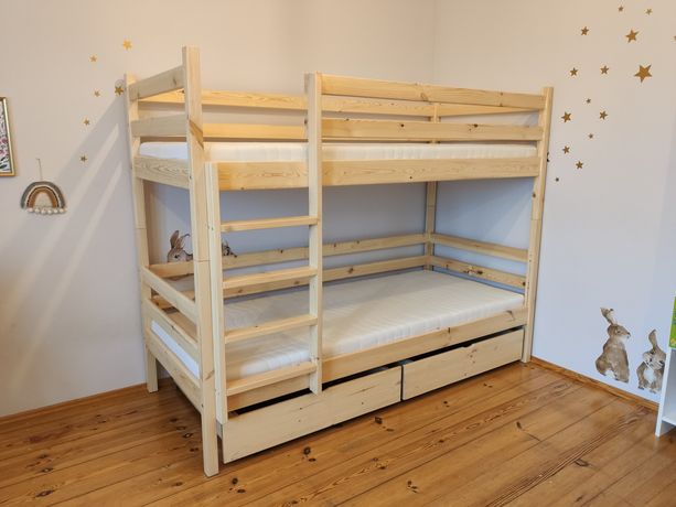 Nowe łóżko piętrowe ELEGANCIK lite drewno sosnowe dla dzieci dorosłych