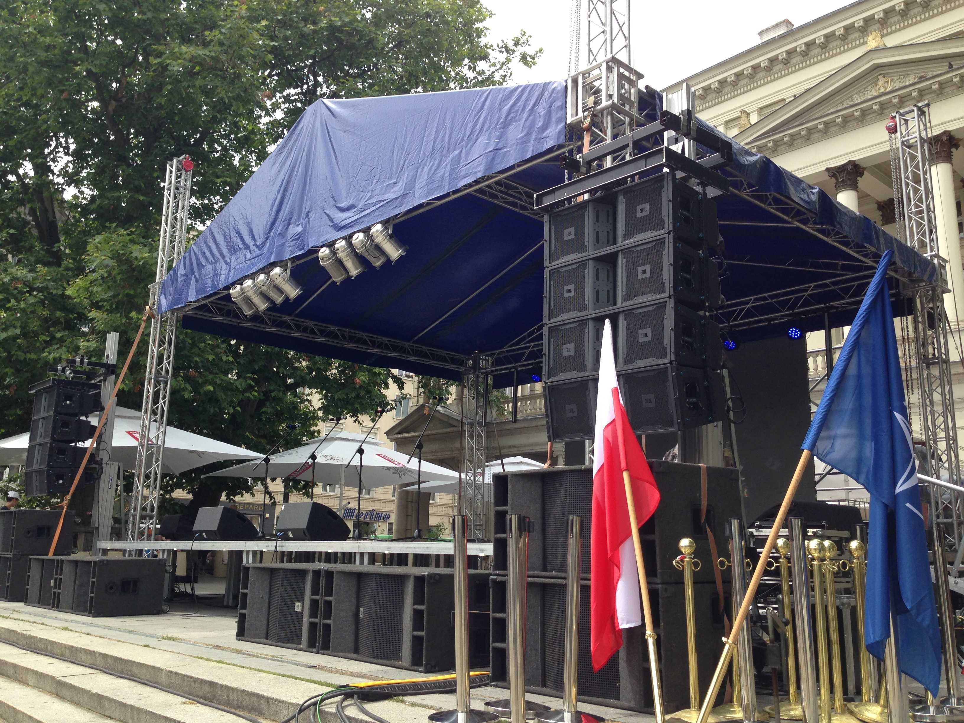 Profesjonalne nagłośnienie / oświetlenie / scena / zadaszenie / podest