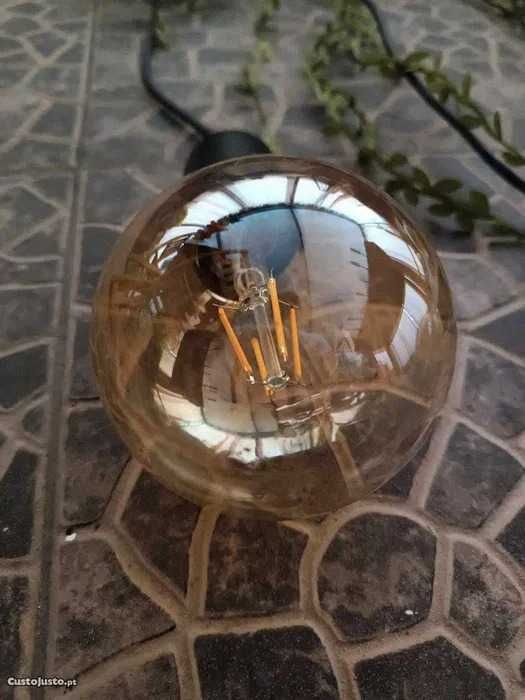 Lustre em madeira Vintage + 3 Lâmpadas