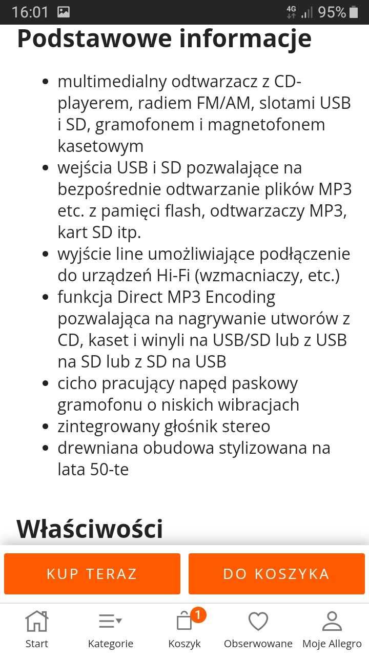 Gramofon Auna 620 brązowy