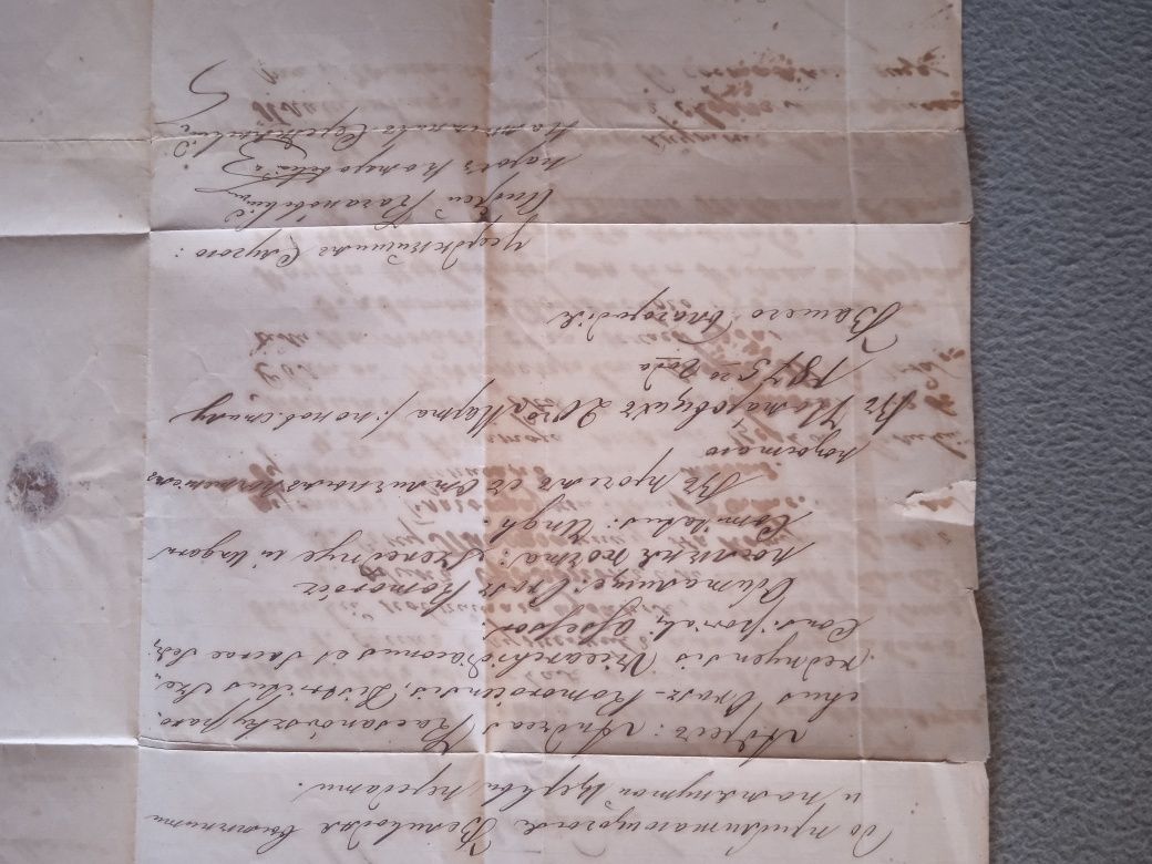 Stary list napisany w języku rosyjskim.