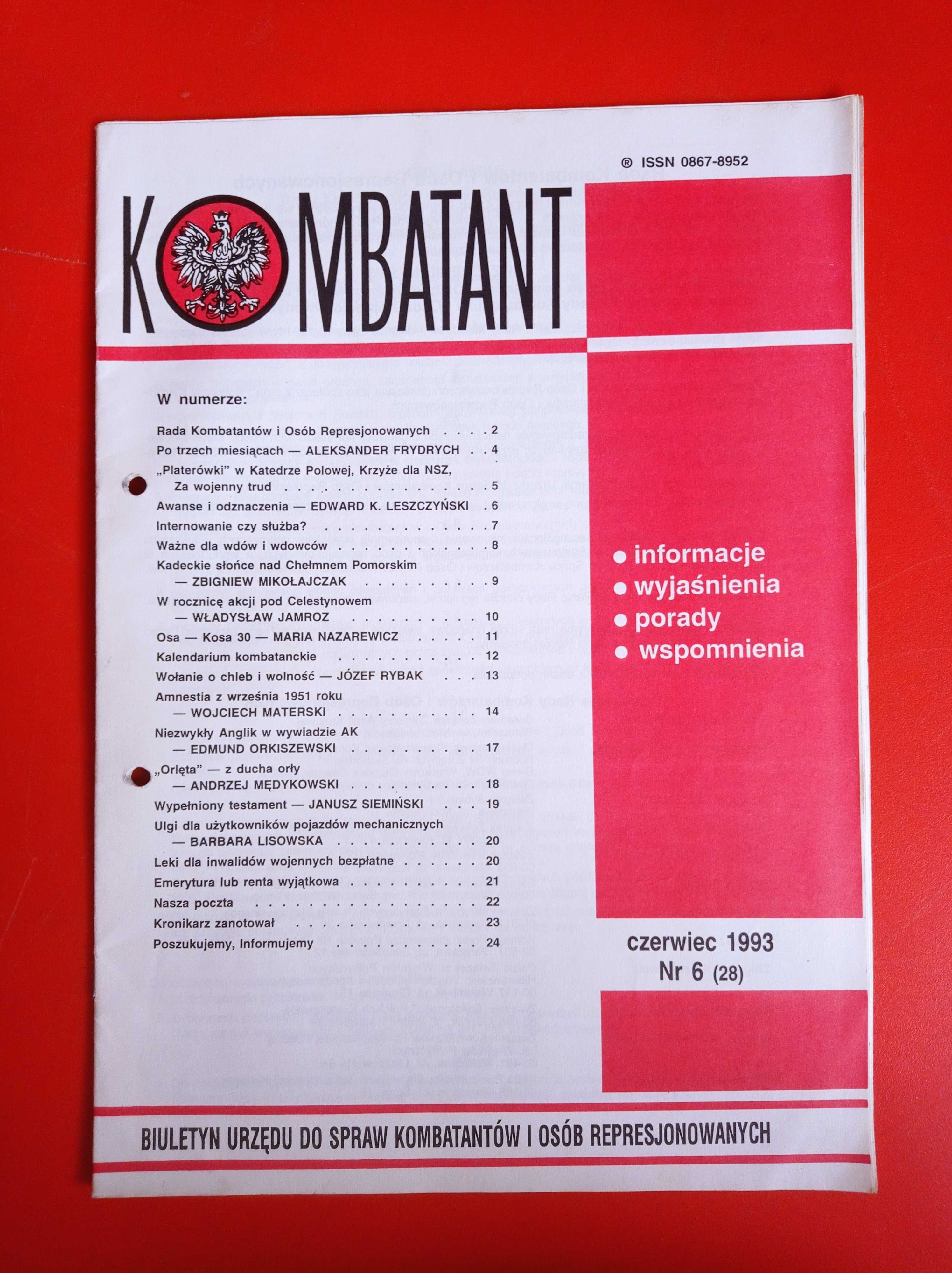 Kombatant, biuletyn, nr 6/1993, czerwiec 1993