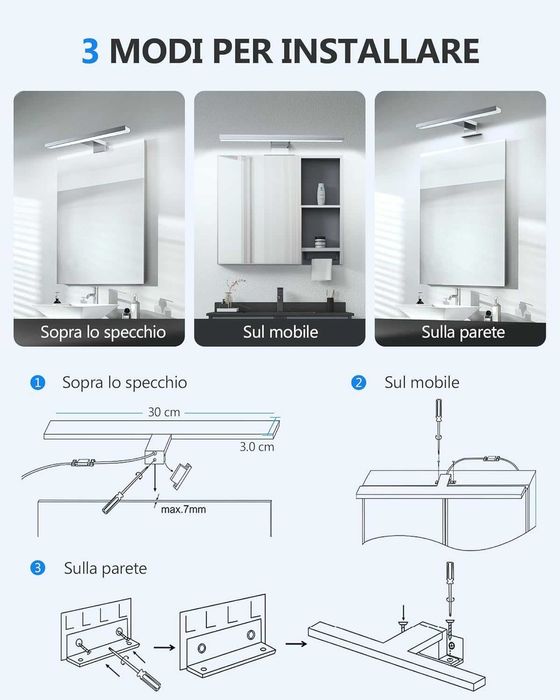 Lampa LED nad lustro Hommie 30 cm IP44 Oświetlenie łazienkowe