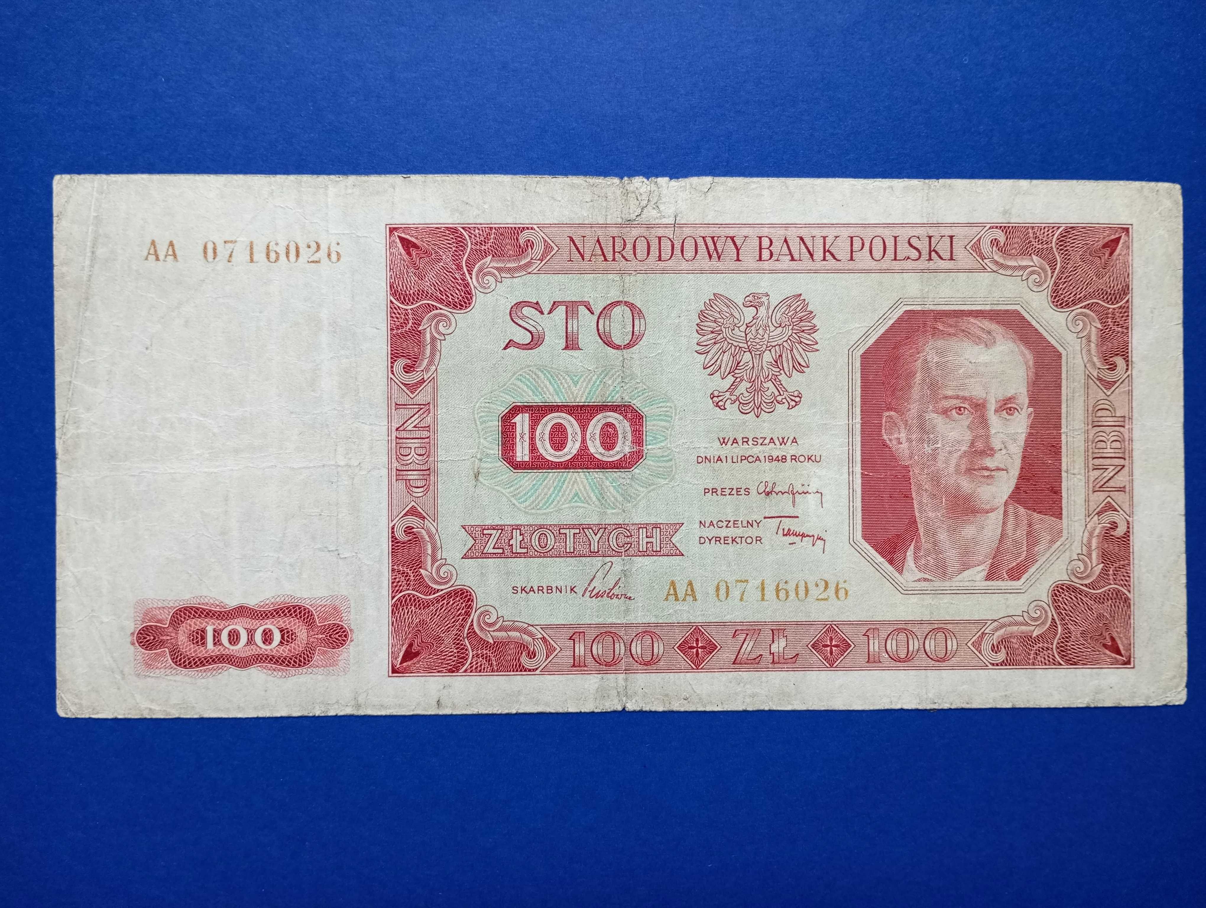 100 zł 1948   - AA  -  Bardzo Rzadka Seria