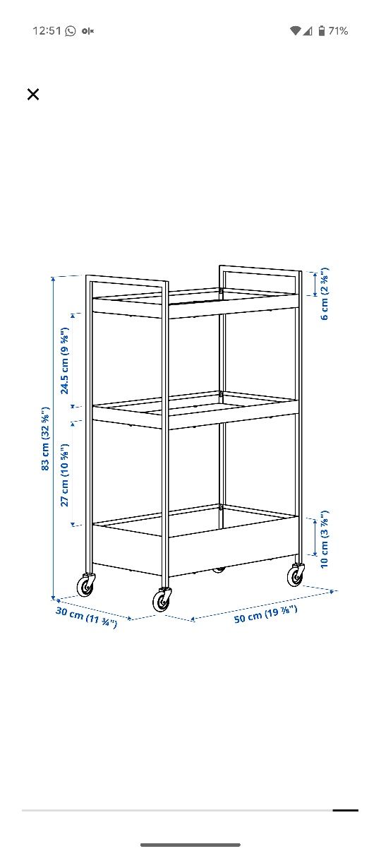 Carrinho de apoio Nissafors da IKEA