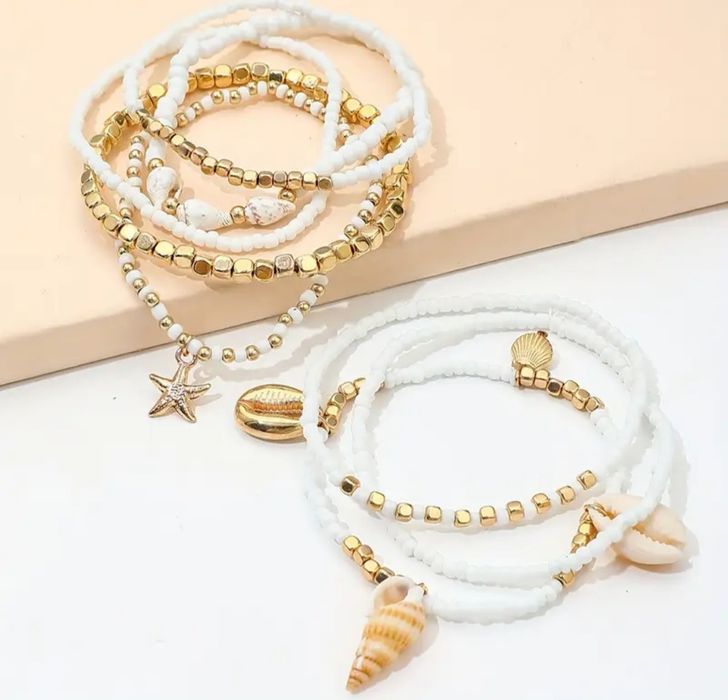 MEGA Zestaw 8 Ankletów/Bransoletek w Stylu Boho – Idealne na Lato!
