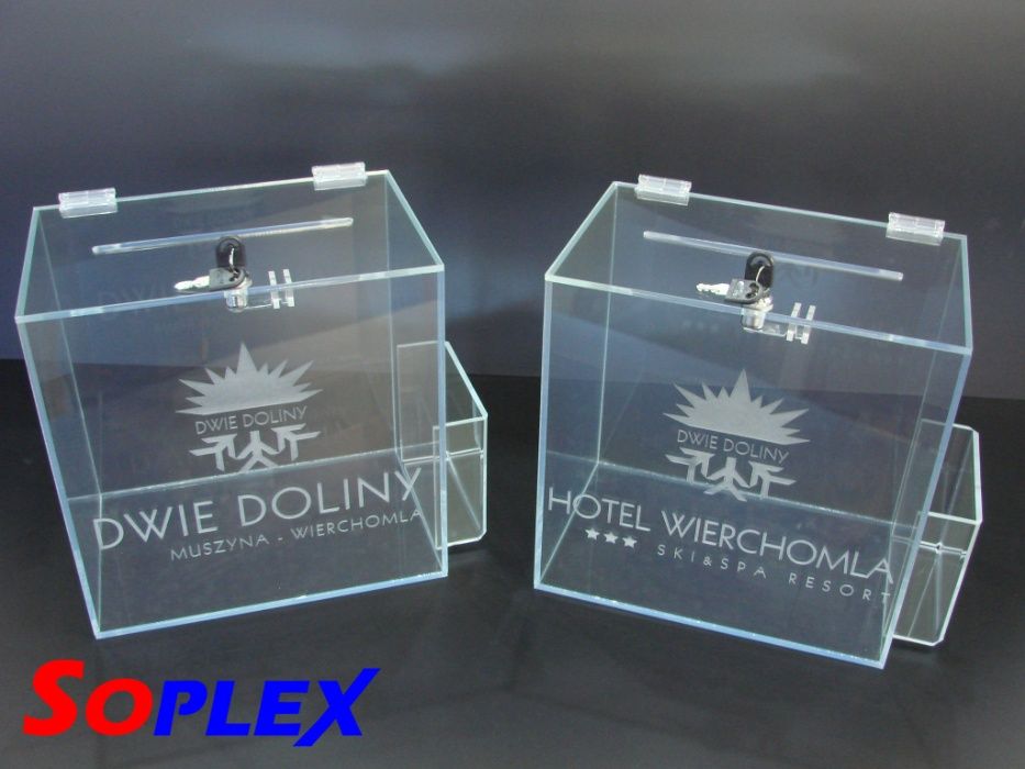 Skarbonka 15cm z PLEXI na prezent, urna, kubik, możliwy grawer PLEXA