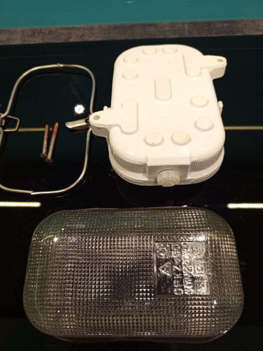 Lampa oprawa kanałowa, przemysłowa OPKZ-60 loft, PRL