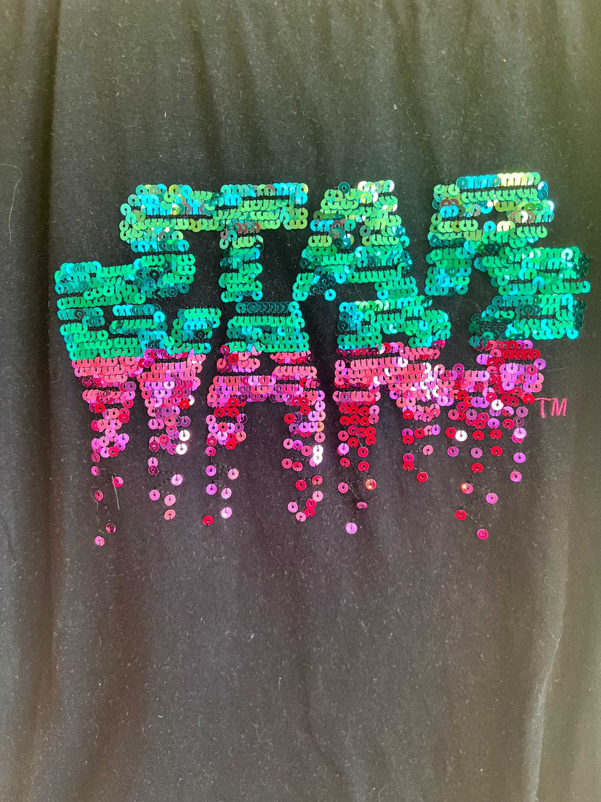Cool Club Star Wars bawełniany t-shirt czarny dziewczęcy cekiny 158