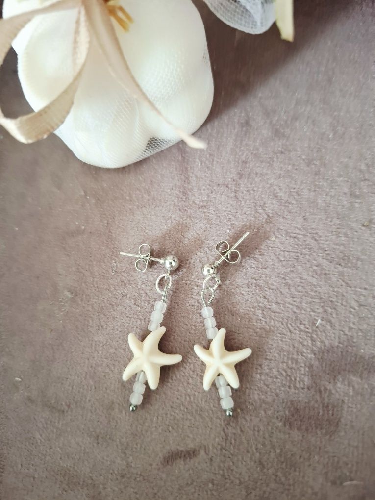 Kolczyki handmade z naturalnych kamieni turkus kwarc różowy