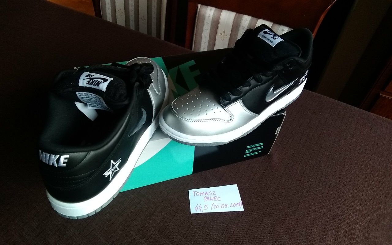 (roz. eur 44,5) Nike SB DUNK SUPREME (28,5 cm) czarne srebrne low