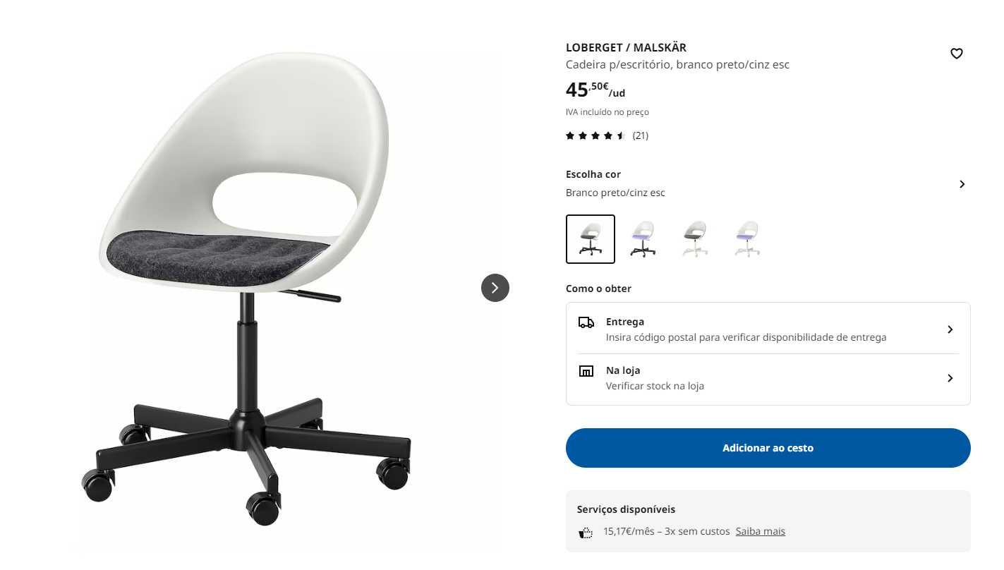 Cadeira giratória IKEA como nova