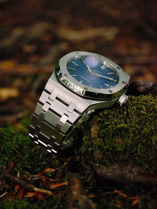 Zegarek Seiko Mod Royal Oak Ciemnoniebieska Granatowa tarcza