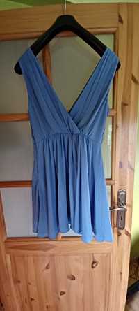 Niebieska sukienka plisowana L 40 H&M