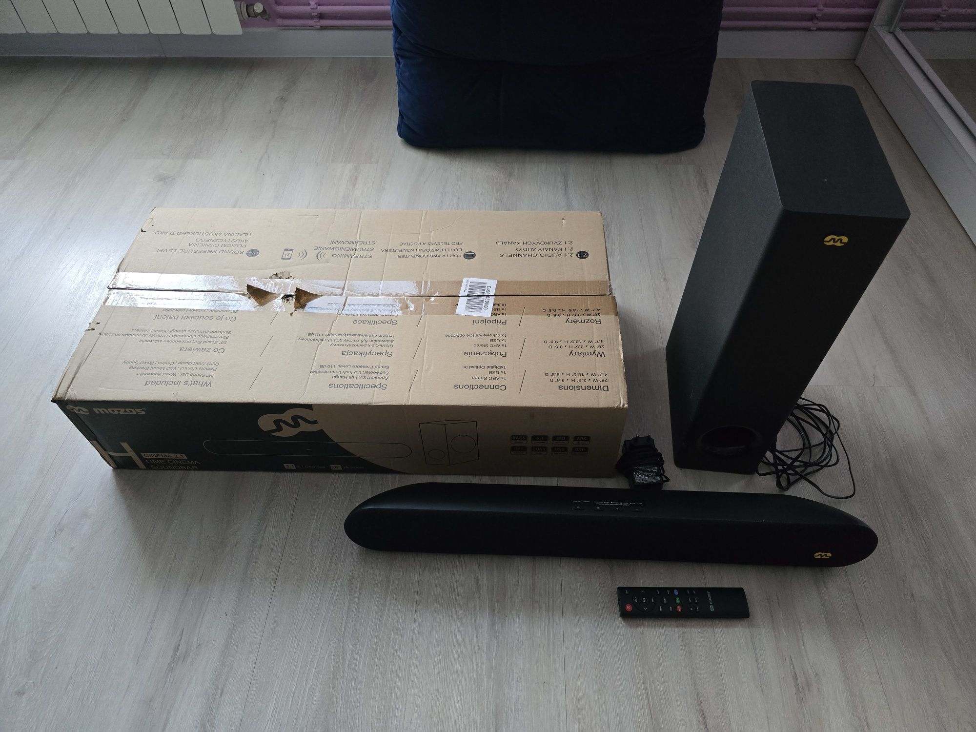Soundbar Mozos Cinema 2.1 – jak nowy, gwarancja!