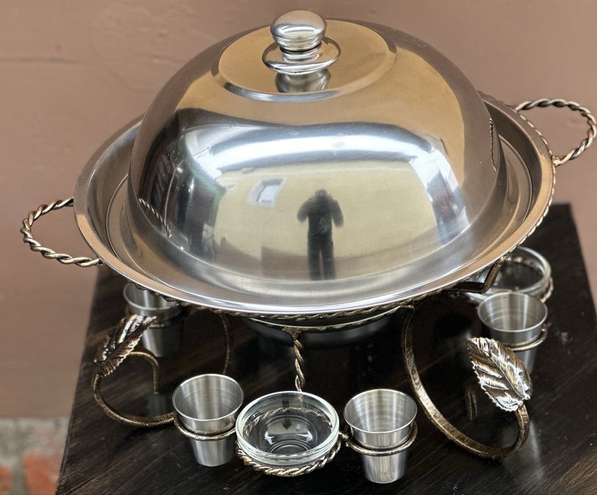 Садж для шашлыка Premium с рюмками и соусницами 36 см