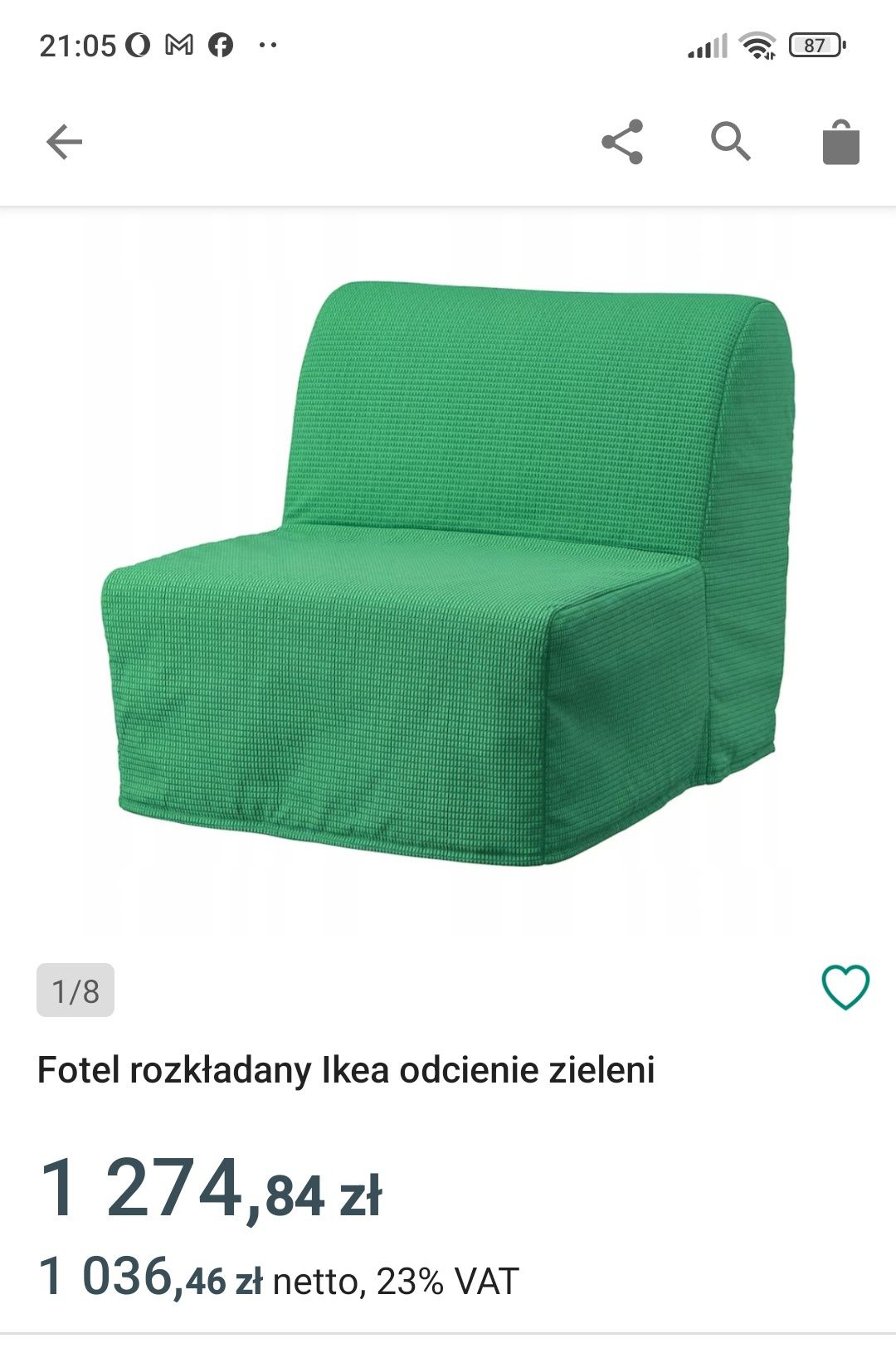 IKEA Lycksele Fotel rozkładany wygodny do siedzenia spania i rozkladan
