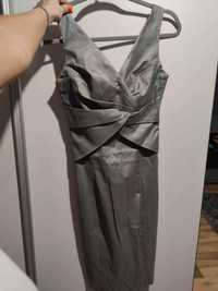 Sukienka wyjściowa + bolerko srebrna rozmiar M