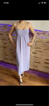 Fioletowa sukienka na cienkich ramiączkach H&M, rozm. S