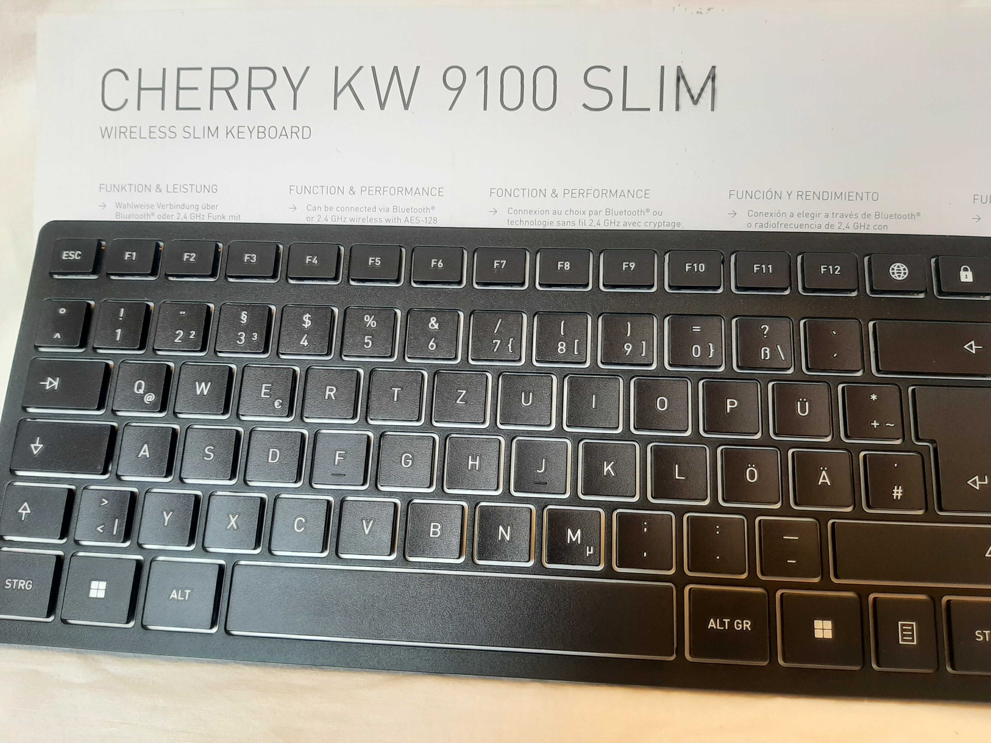 Klawiatura Cherry KW 9100 Slim Qwertz RF Wireless + Bluetooth Czarny