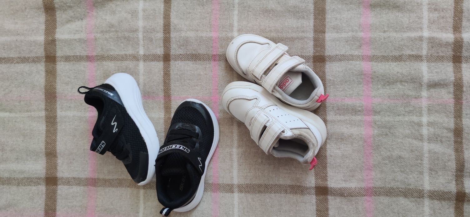 trampki dziecięce Adidas i Skechers, stan dobry, rozmiar 23,14,5 cm