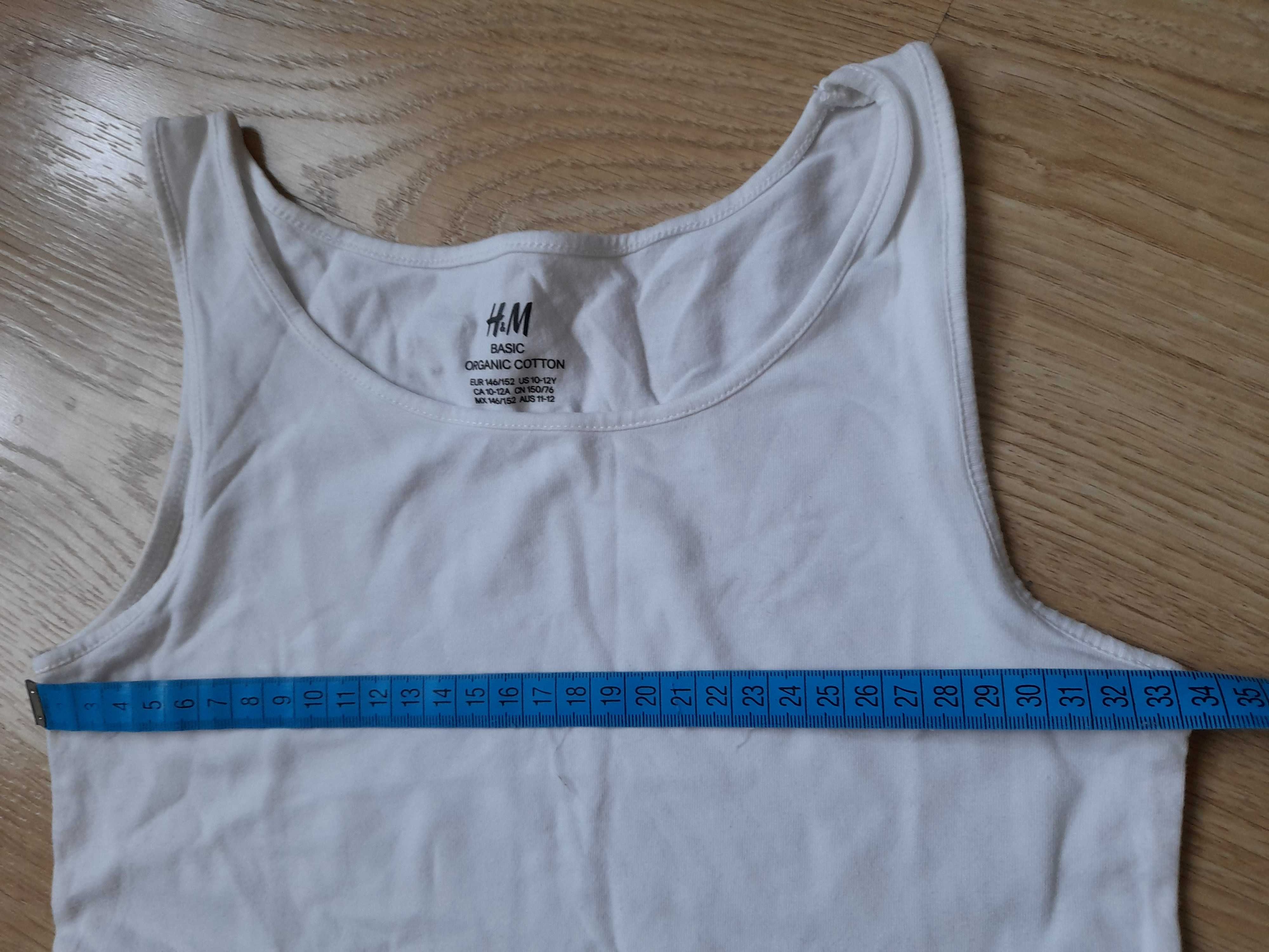 T-shirt dziewczęcy bawełniany  biały na ramiączka H&M roz. 146/152 cm