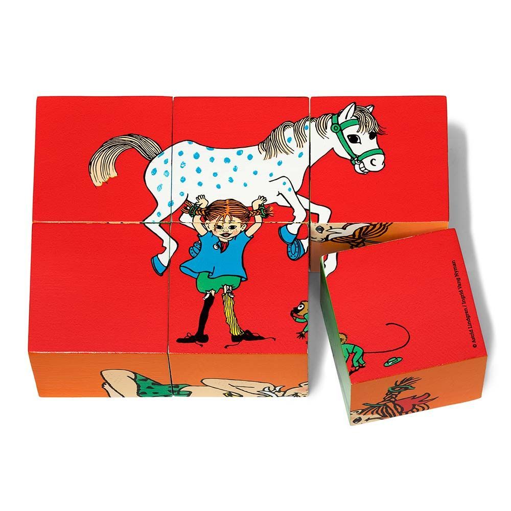 Drewniane klocki puzzle 2w1 Pippi Langstrumpf edukacyjna zabawka