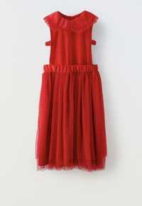 Strój czerwonego kapturka ,czerwona sukienka z tiulem 5-7 lat Zara new