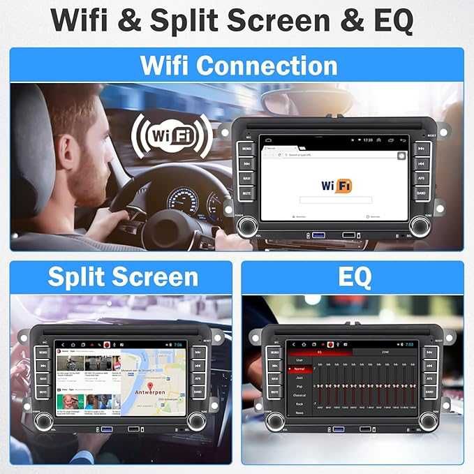 Radio samochodowe Android 2 din VW Seat Skoda z 7-calowym ekranem