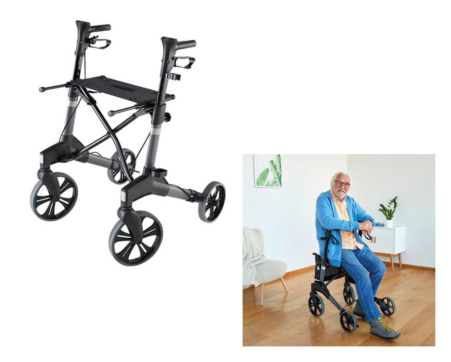 chodzik rehabilitacyjny balkonik rolator SKŁADANY siedzisko 150kg NOWY
