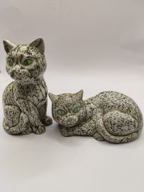 Ceramiczne wyjątkowe kotki zielone oczy Oda 1973