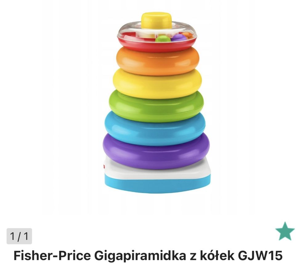 Piramida kółka wierza gigant duza sorter fisher price kolorowa