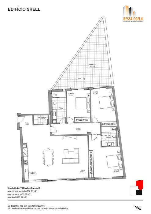 Apartamento para venda T3 no Edifício Shell