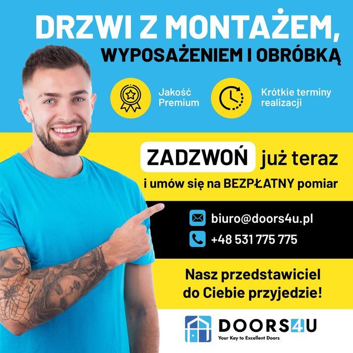 Drzwi WEWNĘTRZNE Z MONTAŻEM, na stare ościeżnice, na wymiar, PREMIUM