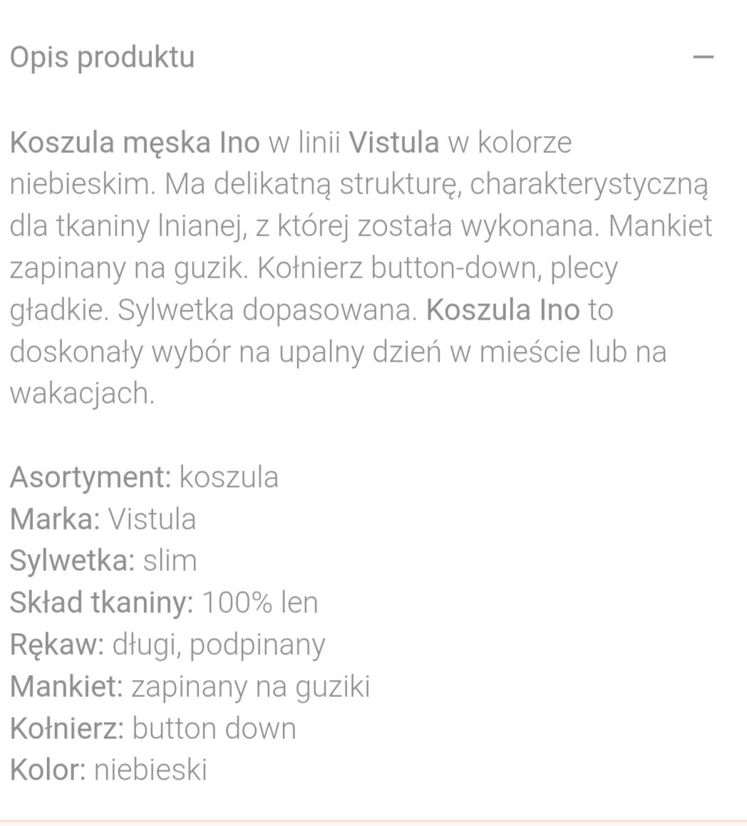 Koszula męska z lnu Vistula  roz.43