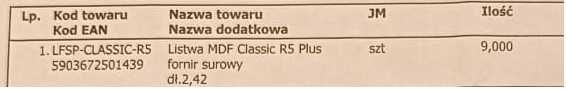 Listwa przypodłogowa Fornirowana LAGRUS Classic R5 80mm. 9 szt. 21 mb