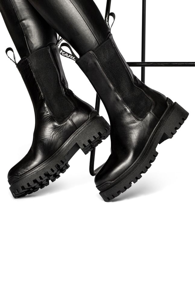 KARL LAGERFELD Biker II Long Gore Boot botki skóra nowe r 40