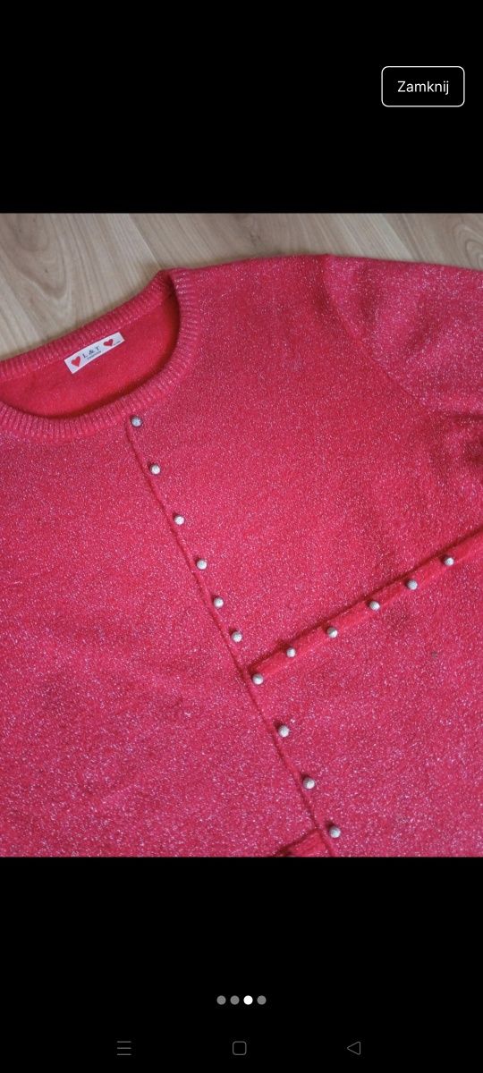 Czerwony sweterek damski XL/XXL z długim rękawem L&T fashion
