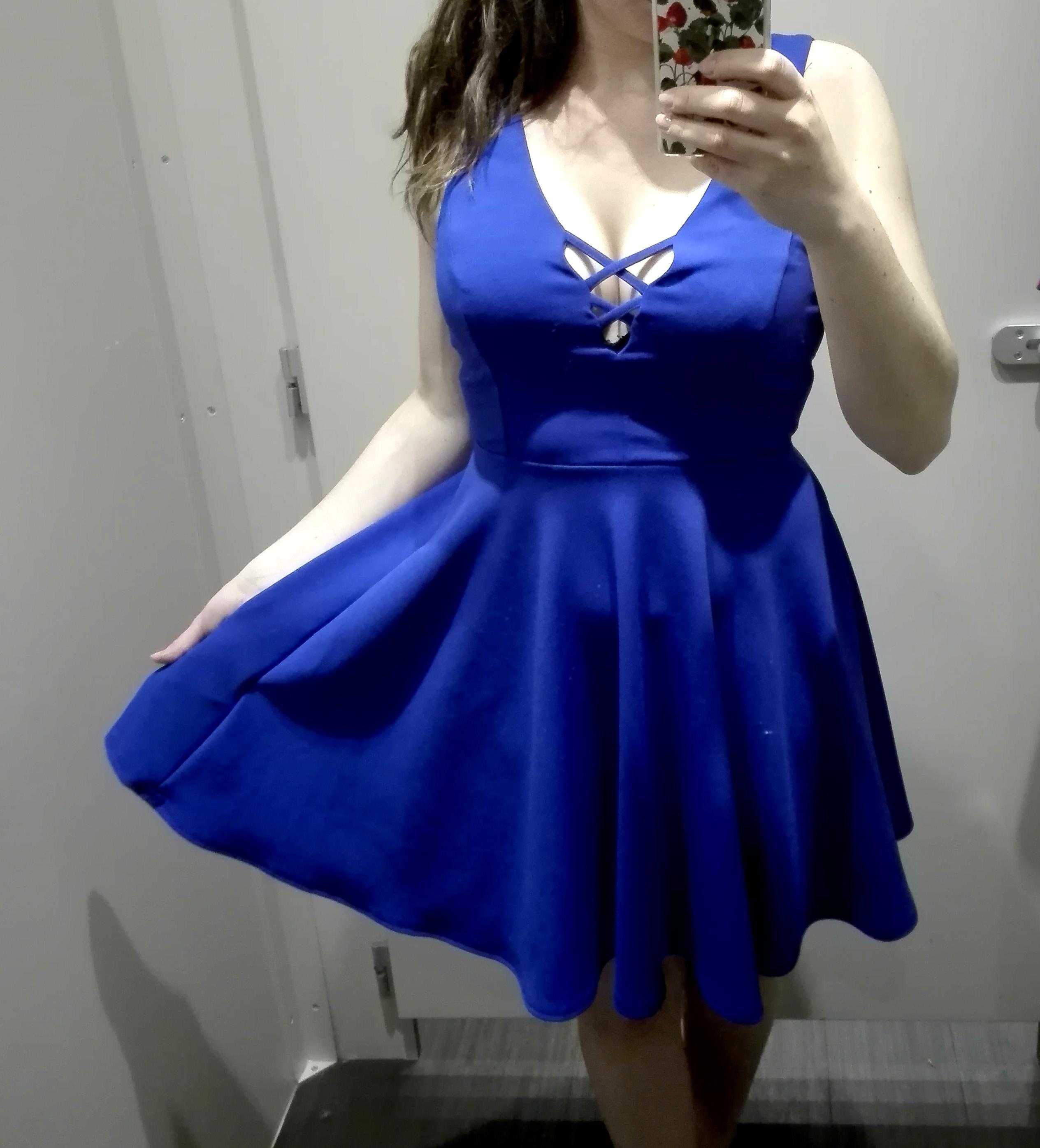 Granatowa, niebieska sukienka NEW LOOK