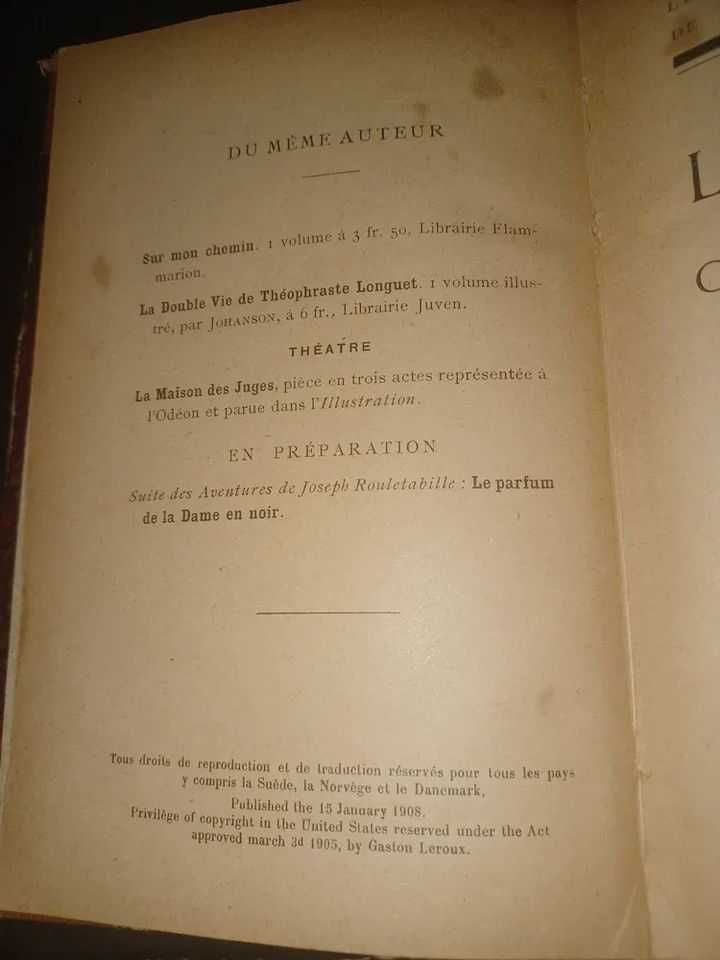 Livro antigo francês de 1905