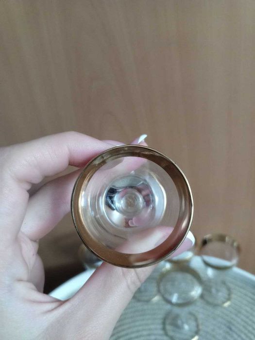 Рюмки на ножке с позолотой, Богемия Bohemia 6 шт (20 мл)