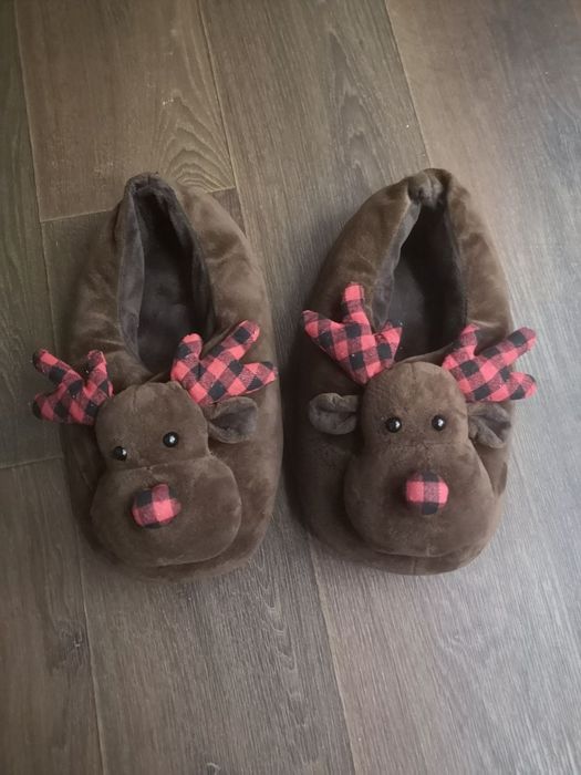 Теплі домашні новорічні капці тапки тапочки олень новий рік Різдво