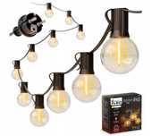 Girlanda LED ogrodowa 20m, 20 żarówek 1W + 2 gratis E12, IP65