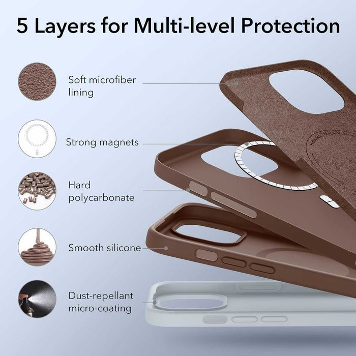 ESR HaloLock soft case etui MagSafe do iPhone 15 magnetyczne brązowe