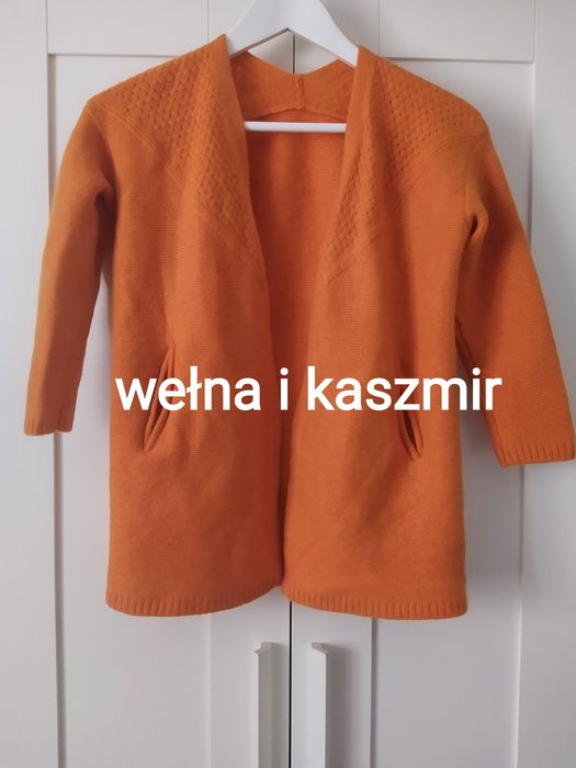 Sweter kardigan niezapinany z wełny i kaszmiru r. M JZ Juzui