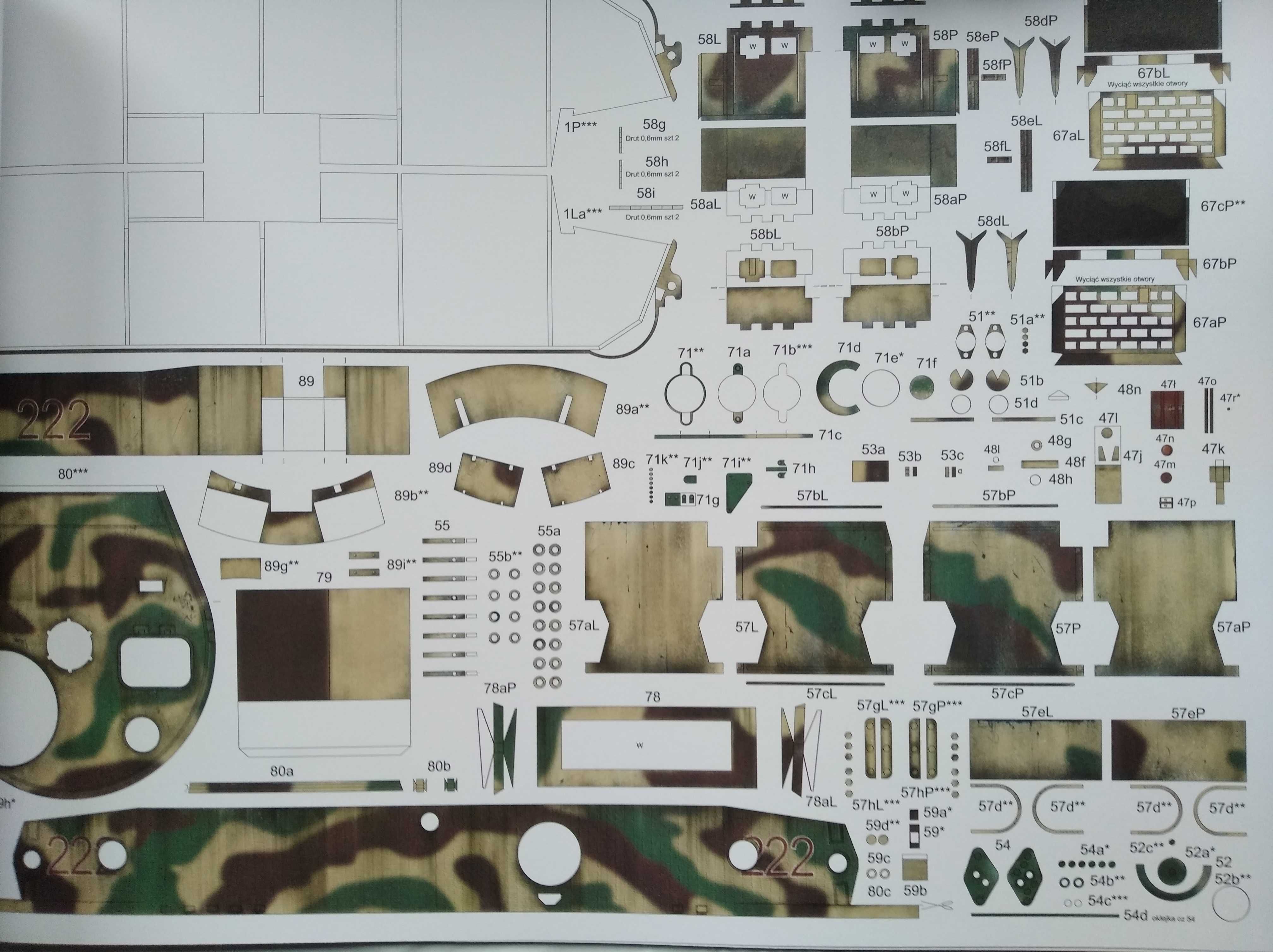 Model kartonowy niemiecki czołg Tiger I Ausf. E, Angraf 177, 1:25