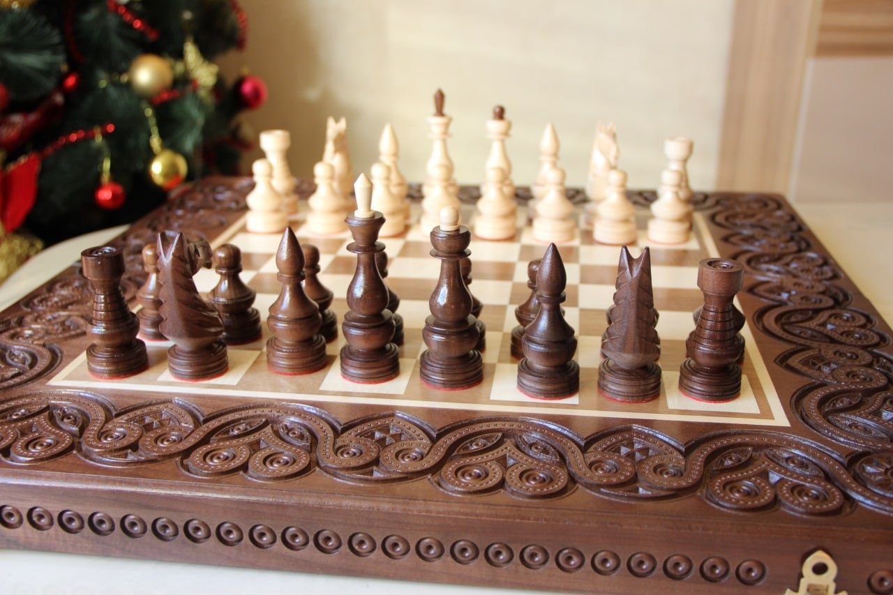 Шахи+шашки+нарди,різьблені, 55*55см