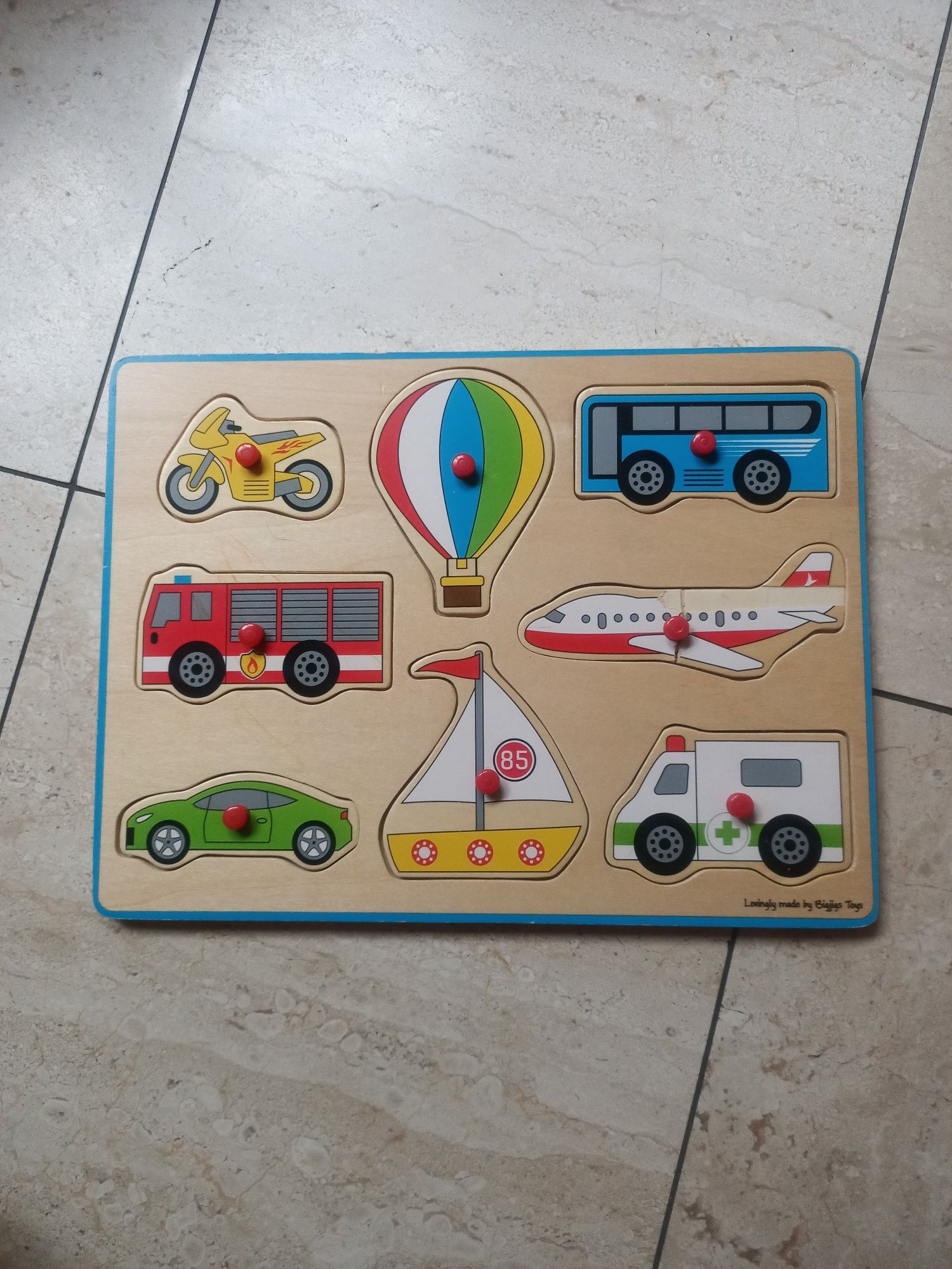 Zabawka sorter układanka drewniana Bigjigs toys pojazdy