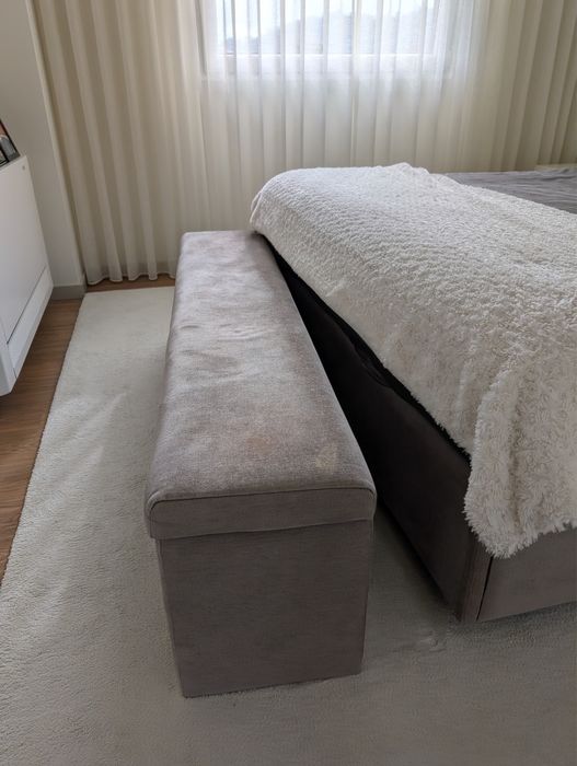 Cama Casal para colchão de 160x200 com banco de apoio